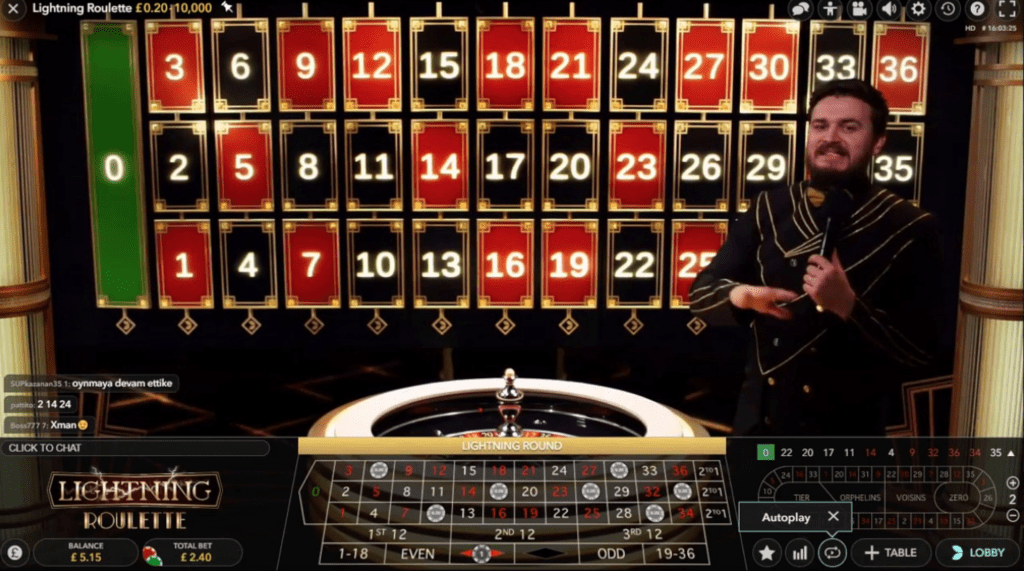 Lightning Roulette live casino bij Instant Casino